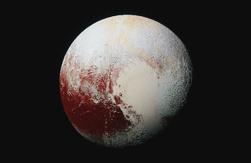 without-ado:Pluto as seen from NASA’s New Horizons spacecraft ; Its heart-shaped sea is filled with 