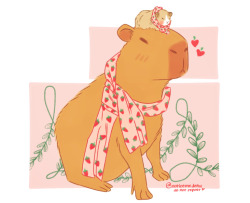 noticemedeku:strawberry scarf challenge 🍓! [capybara ref]