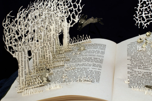 daysfalllikeleaves: Watership Down.A book sculpture by Justin Rowewww.daysfalllikeleaves.com