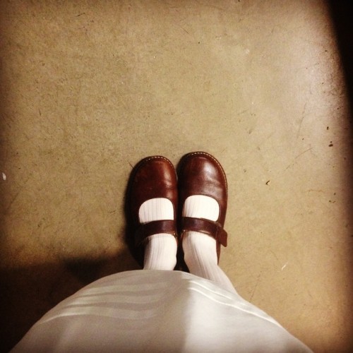 Ready to get on stage with my #littleroundshoes (/littleclubfootedshoes). Can’t believe we’re opening tonight! #constance #therestoration #trustustheatre @trustustheatre @djosephmachado