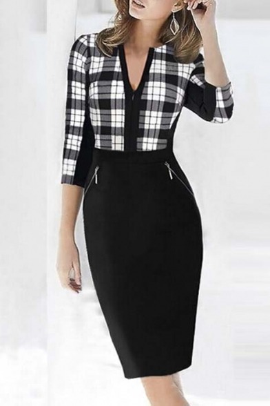 willyoulookatthat: 1 - Faux Leather Stitching Bodycon Dress / 2 - One-piece Dress 3 - Pencil Dress /
