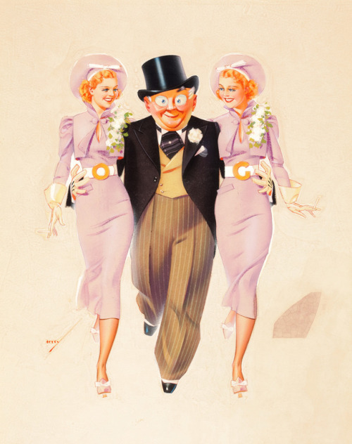 Esky with Two Girls in Lavender.Illustration for Esquire by George Petty (1894-1975).