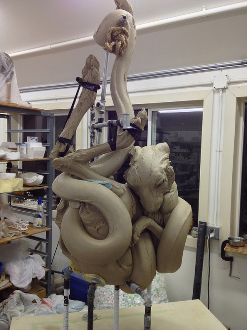 littlelimpstiff14u2:   Beth Cavener Stichter and Alessandro Gallo Collaborate on Ornate Sculpture  by Nastia VoynovskayaPosted on February 24, 2014   Beth Cavener Stichter’s (Hi-Fructose Vol. 26 cover artist) sculptures have an intensely-visceral quality.