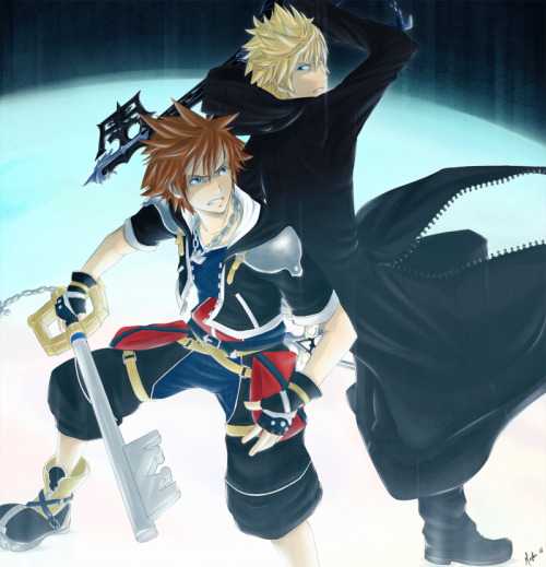alleycatproductions:  Sora Vs Roxas By chocographs