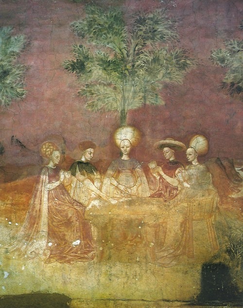 leradr:  The fresco commonly known as “The Tarocchi Players” from the Casa Borromeo, in Milan, probably painted in the 1440s