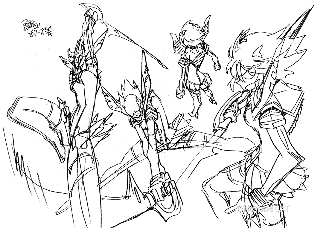artbooksnat:Kill la Kill (キルラキル) Ryuko’s concept art, later costume design