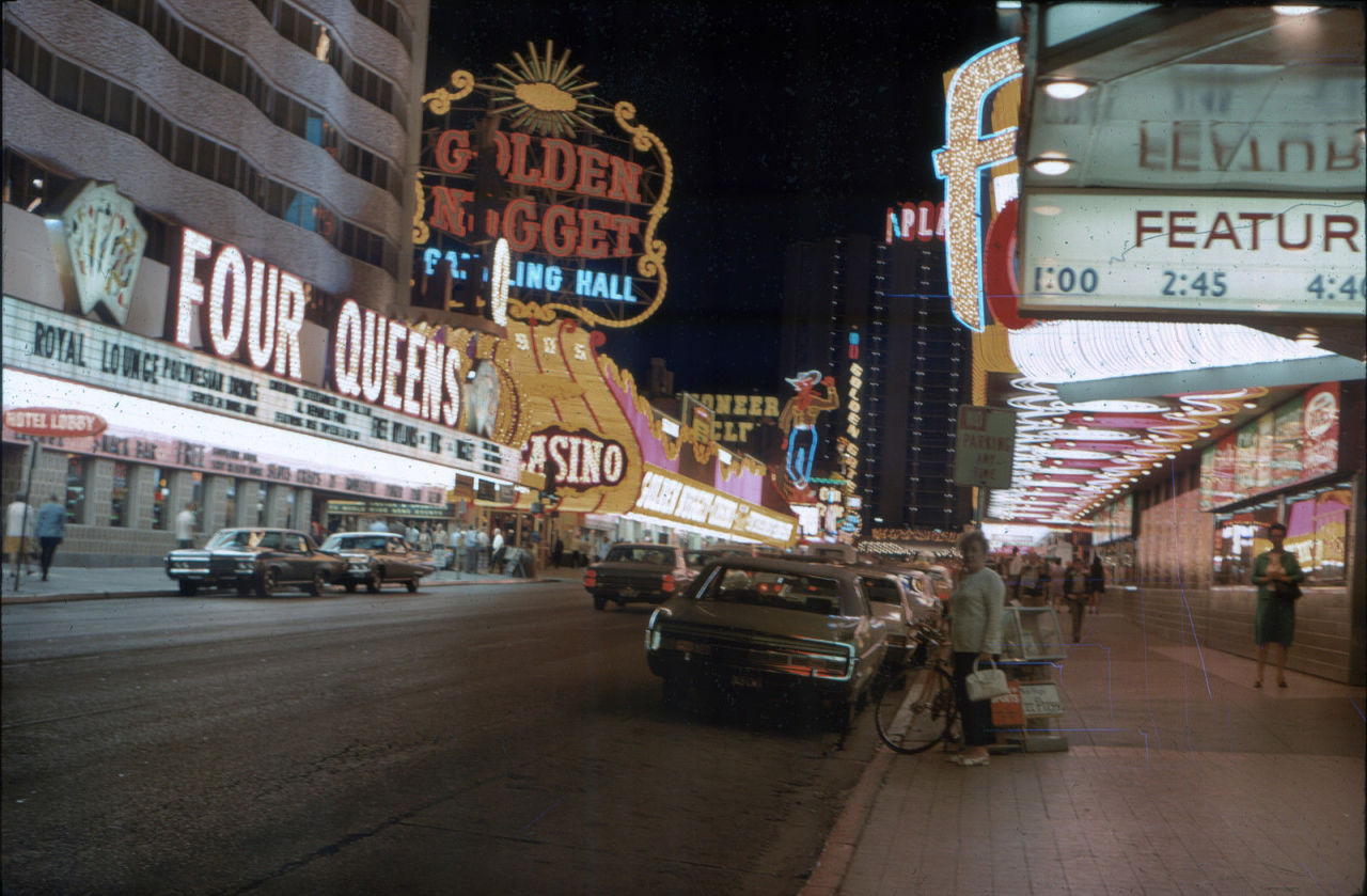 vintagelasvegas:  Las Vegas 1971Fremont Street at 2nd under the Fremont Theatre marquee.