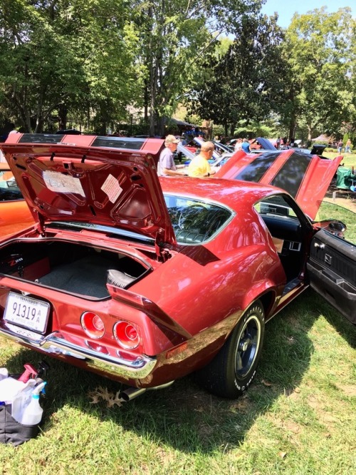 1973 Z/28 with a 350 and 245 horsepower. This car has a 3-speed automatic. The owner’s placard