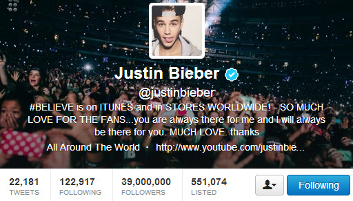 bieberpress:  Justin reached 39 million followers today! The family just keep’s