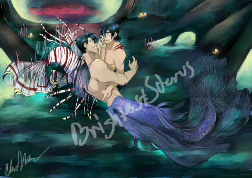 brighteststarus: Here’s my Sheith/Allurance as mermaid/mermen AU :&gt; Shiro and Keith liv