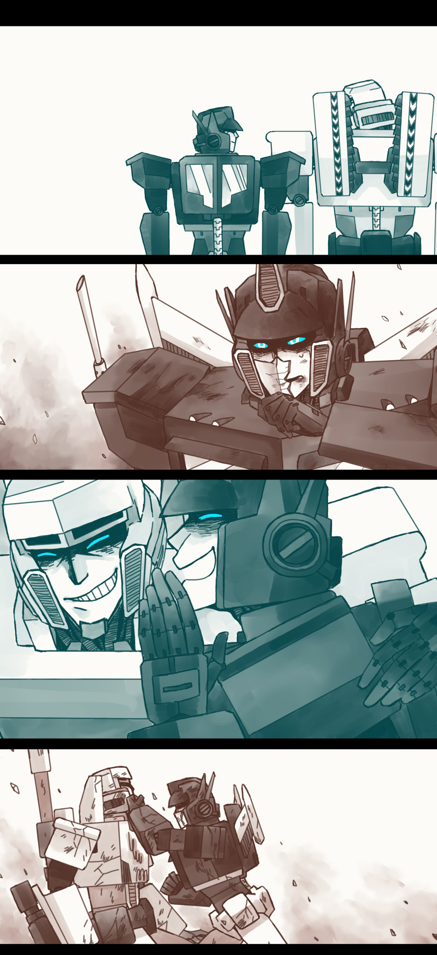 adhesivesandscrap:  eyepod-blob:  What once was. Megatron/Optimus Prime.I depressed