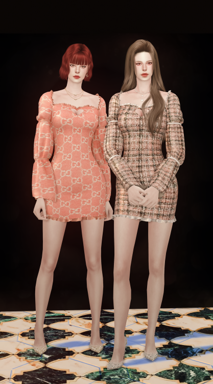 sudal-sims:[sudal] Heart dress 2▶ All lod▶ Specular Map▶ 30 Swatch♥ Thanks for all CC creator