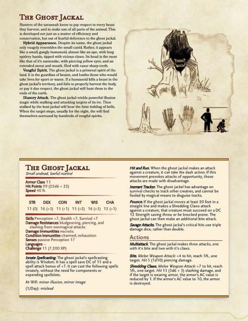 Not strictly an adaptation of a mythological creature, but rather based on an interpretation of the Eloko.  #dnd#homebrew#d&d #dungeons and dragons #5e#monster#tabletop#mythology month#ghost jackal