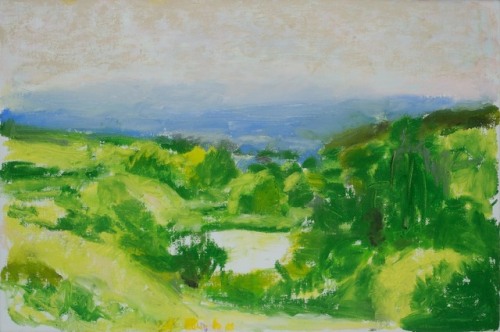 Wolf Kahn Orchard Pond, 2018 Oil on canvas