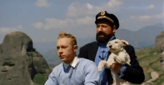 classicmoviesseriesandmore:Jean-Pierre Talbot as Tintin and Georges Wilson as Captain Archibald Hadd