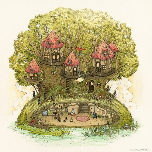 crossconnectmag:  Nimasprout The art of Nicole Gustafsson Nimasprout is the world of Nicole Gustafsson. She specializes in traditional media paintings featuring everything from woodland characters and environments, to tribute works of her favorite pop
