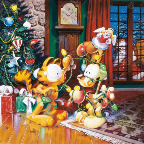 At The Moment It Is Currently This Very Beautifully Painted Christmas Garfield Background With Garf Decorating