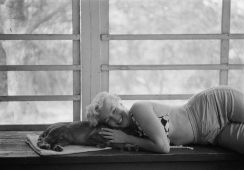 Marilyn Monroe: always most at home among children, animals, and elderly people. Photos by Ernst Haa