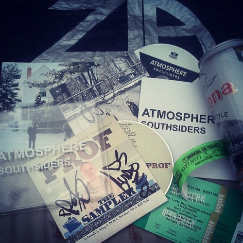 #Memories from the best fucking day of my life! 9.1.14 @atmosphere #NorthofHell tour #Tempe stop. With @profgampo @djfundo and @dematlas I’m missing some #dematlas merch, but it was such a blessing getting to chat it up with him for a minute and