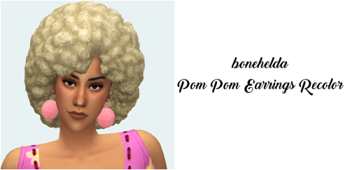 boneheldaSFS FolderMesh needed:  simsmarigold’s Pom Pom Earrings