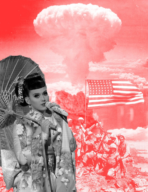 SweetDreams– Black: Katy Perry, 2014. Red: US soldiers, Pacific, 1945;Nagasaki Atom Cloud, 1945