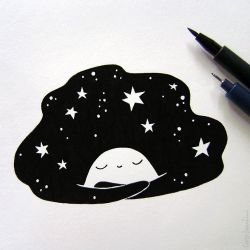 mywhisperedcolors:  A hug from the universe… #inktober #illustration 