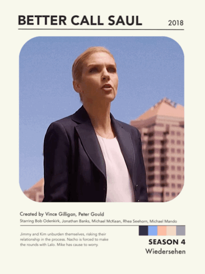 toomanyvocals:BETTER CALL SAUL   SEASON 4Created by Vince Gilligan & Peter Gould. Design from here.