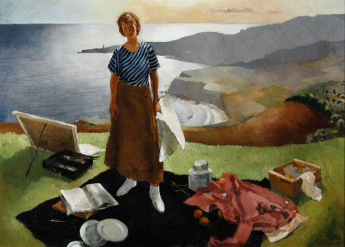 Mary by the Sea, Overlooking Palos Verdes     -    Lee Blair,  1934, American,1911 - 1993Oil on can