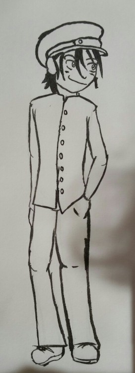 Did a bit of Inktobering on the train. Here&rsquo;s Meiji Era Toudou because that kid is canonic