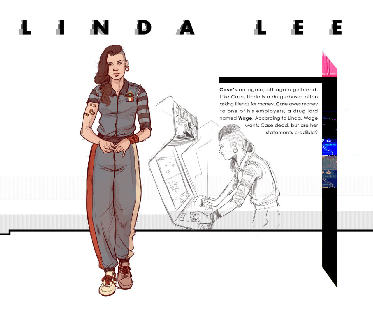 nathanandersonart:  Concepts of the main and major supporting characters of Neuromancer.