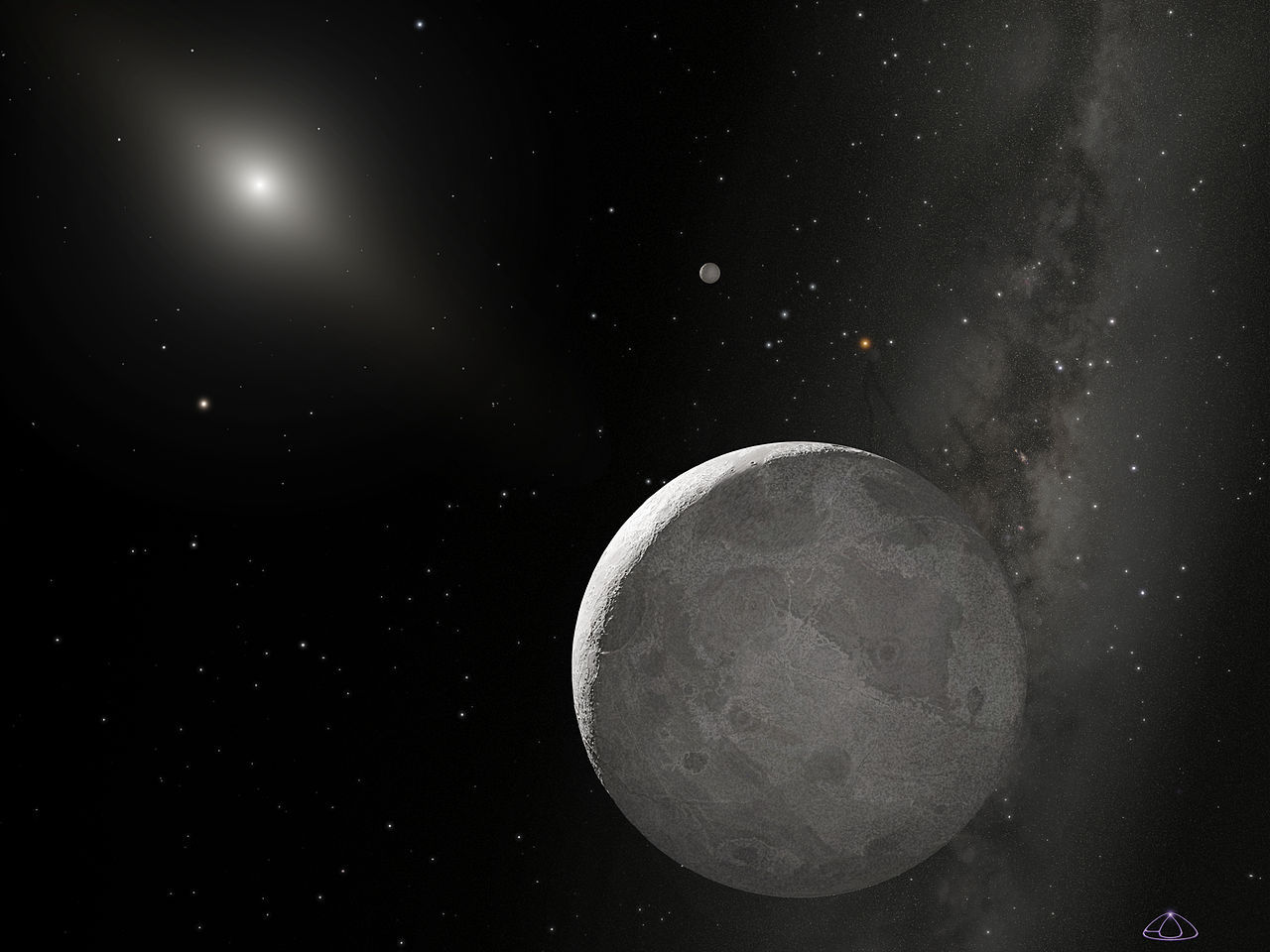 iandsharman:  Eris, the largest of the dwarf planets and its moon Dysnomia. Some
