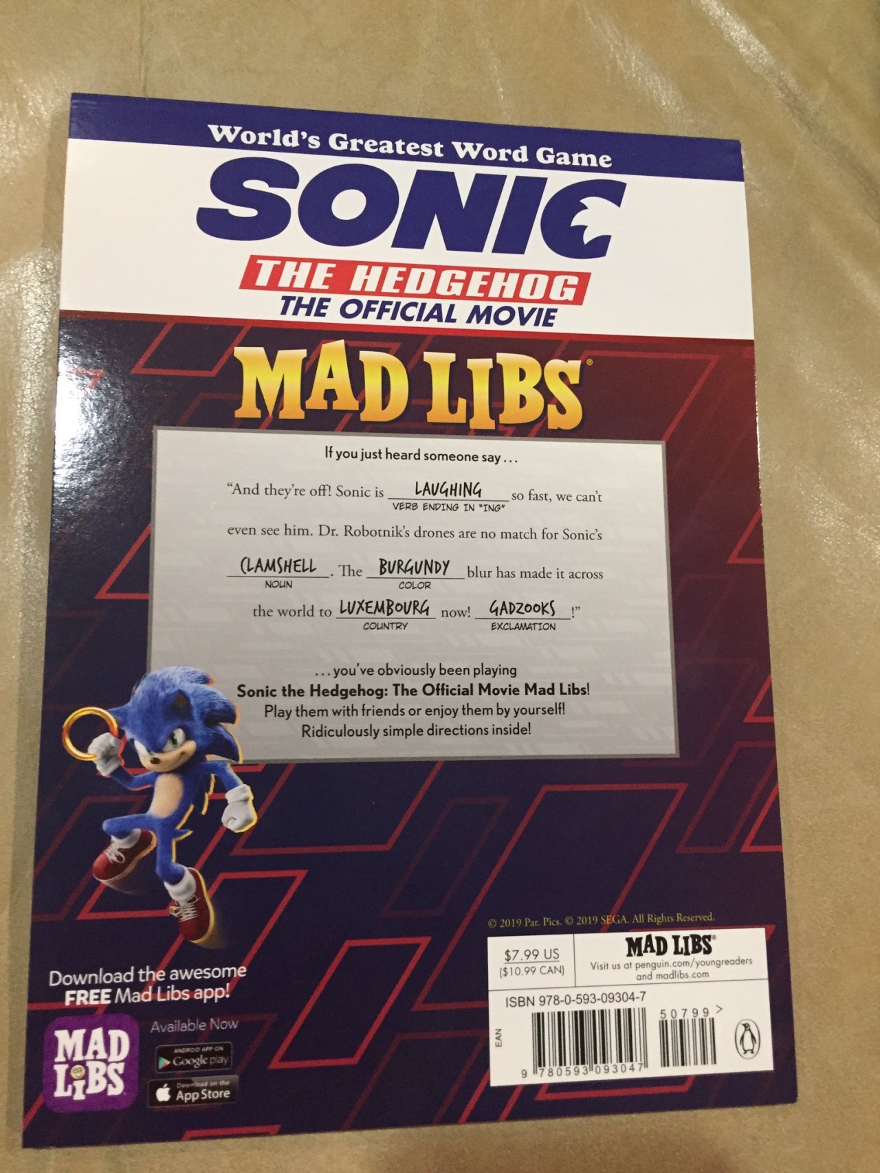 Sonic the Hedgehog 2: The Official Movie Mad Libs by Mickie Matheis:  9780593387337