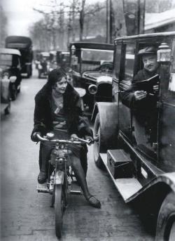 mimbeau:  Young lady on a motorcycle Paris