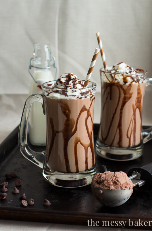 foodiebliss:  Chocolate Peanut Butter Roasted Banana MilkshakeSource: The Messy Baker