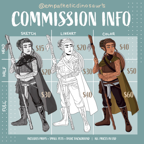 SEPTEMBER COMMISSION SLOTS ARE OPEN!need art of your dnd character, your oc, your favorite character