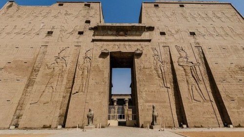 the Pylon of the Temple of the God Horus at Behdet (Edfu beyond the Entrance-Gate, the “Court 