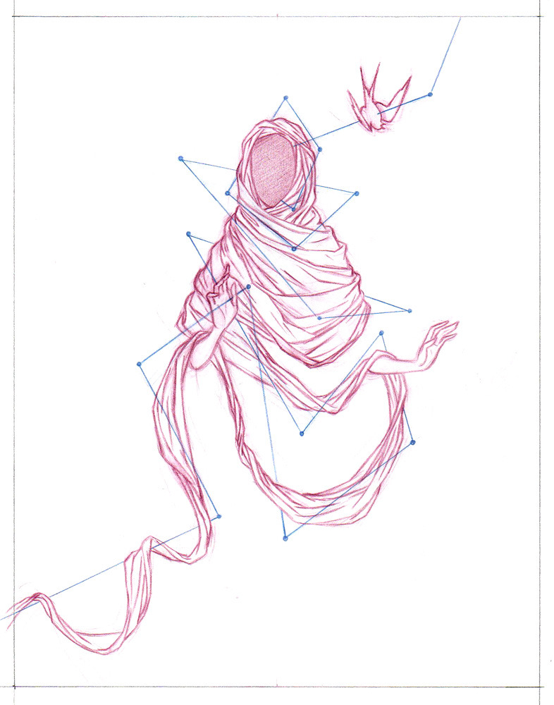 juliancallos:  Here are a few sketches for some of the pieces in my show “COSMOS,”