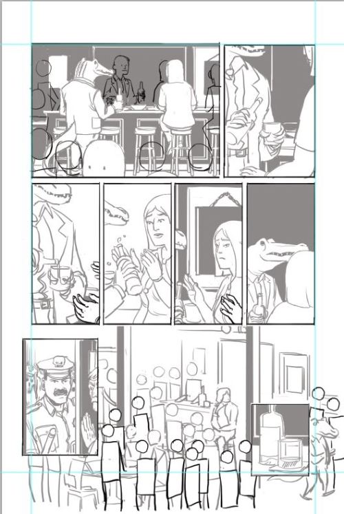 An Early Sketch For Page 16- I'm At The Halfway Point At Last! From Here The Drawing Get Pretty Complicated