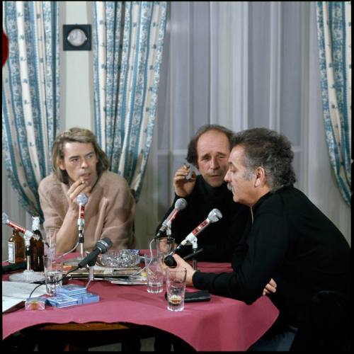 Jacques Brel, Léo Ferré et Georges Brassens, photographiés par Jean-Pierre Lelo