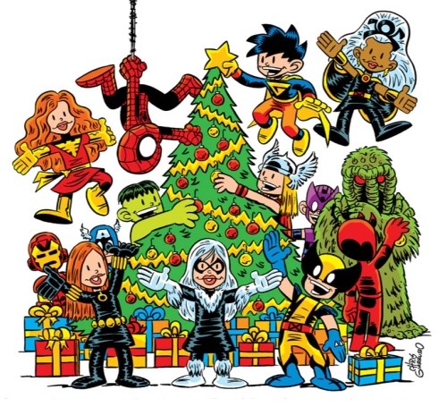 brianmichaelbendis:  Marvel Holiday Cards by Chris Giarrusso  