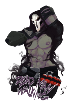 artsybizaar:  Happy New Year kiddos! here’s the Reaper pinup i’ve been working on to go with the one i did of McCree a while back (censored version pictured below) – i was thinking of doing stickers or something with these and maybe whipping out