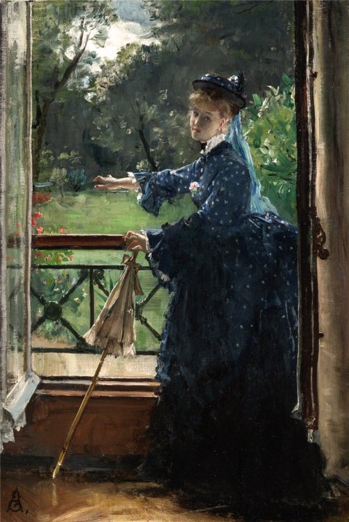 Woman on a balcony by Alfred Émile Léopold Stevens, date unknown