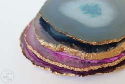 scissorsandthread:  Gilded Agate Coasters | Fabric Paper Glue OK, so these ‘gilded’ coasters are incredibly easy to create (mainly because FPG purchased them as coasters already) but I still think they are worth sharing - they’re so pretty!