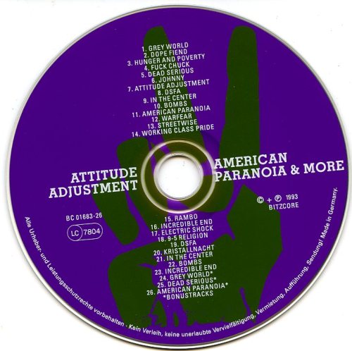 Attitude Adjustment : American ParanoiaOriginal release date (vinyl &amp; cassette): 1986Reissue