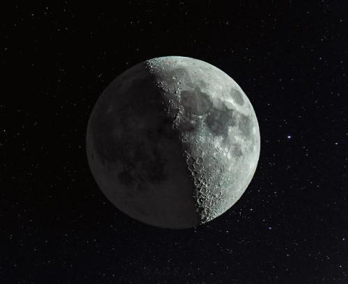 space-pics - 47.3% illuminated Moon [OC] three photo composite