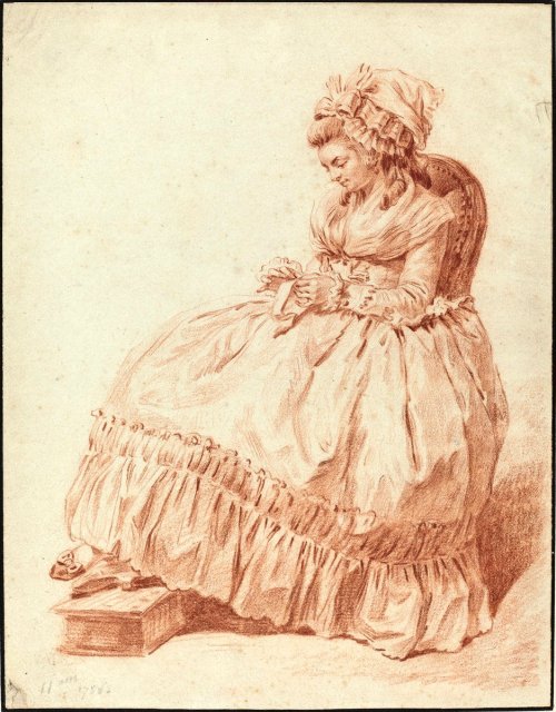 history-of-fashion:1788 Louis-Rolland Trinquesse - Seated Woman Sewing