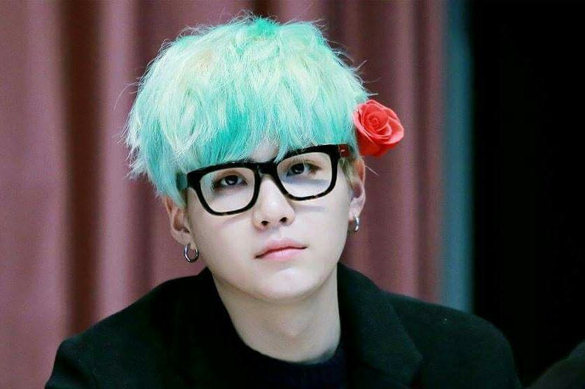 Jimin_Suga_Jungook — #BTS #Suga #MinYoongi #MintGreenHair #Glasses