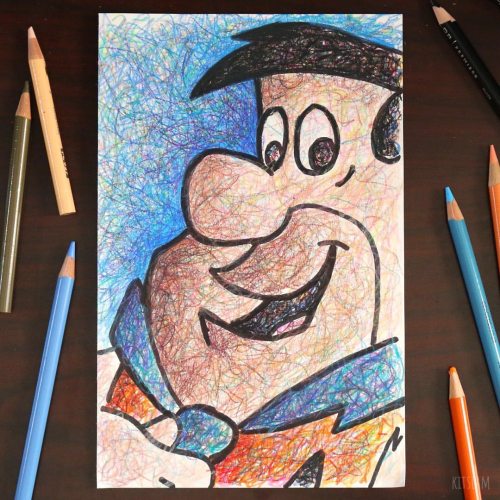 Scribble-dibble-doo! . It’s Fred Flintstone, my first of many Flintstone Scribble drawings to come. 