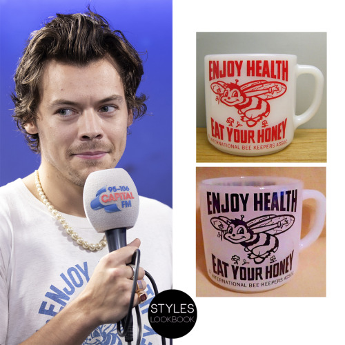 styleslookbook: Backstage at Capital FM’s Jingle Bell Ball 2019, Harry wore a vintage ‘Enjoy Health 