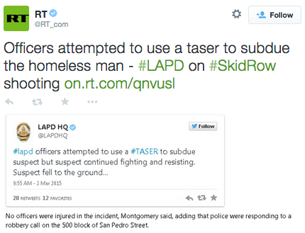 revolutionarykoolaid:#Every28Hours (3.2.2015): LAPD officers shot dead a homeless man yesterday, str